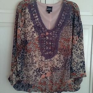 Coco Bianco peasant style blouse size L